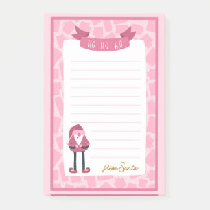 Pink Christmas Santa Post-It Notes
