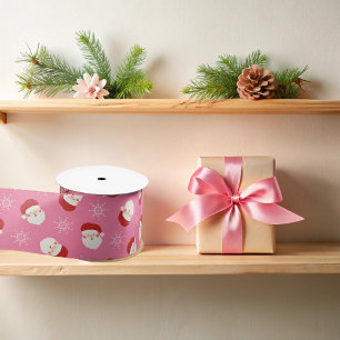 Pink Christmas Santa Satin Ribbon