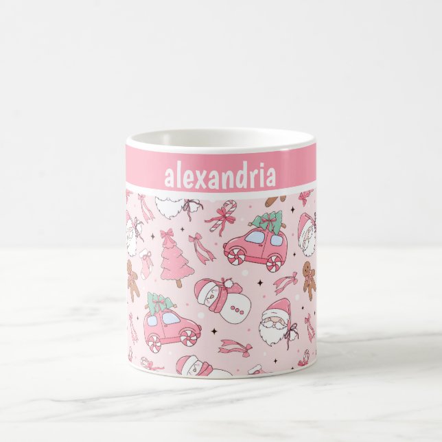 Pink Christmas Seamless personalizable Coffee Mug (Center)