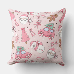 Pink Christmas Seamless Throw Pillow