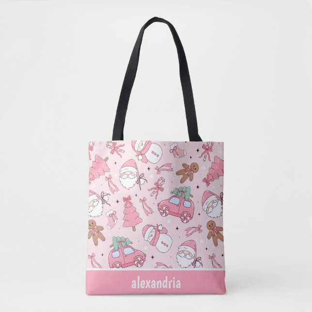 Pink Christmas Seamless  Tote Bag (Front)