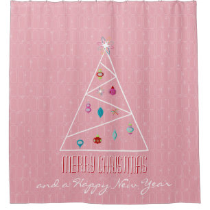 Pink Christmas Shower Curtain