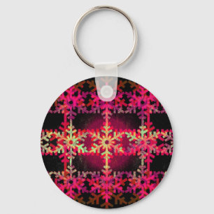 Pink christmas snowflake pattern key ring