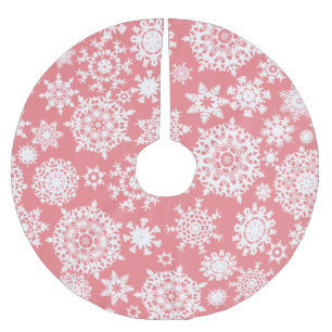 Pink Christmas Snowflake Pattern Tree Skirt