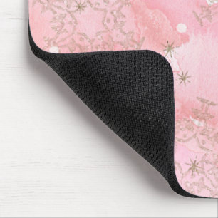 Pink Christmas Snowflakes Boho Pattern Mouse Mat