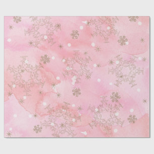 Pink Christmas Snowflakes Boho Pattern Wrapping Paper