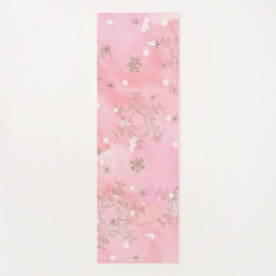 Pink Christmas Snowflakes Boho Pattern Yoga Mat