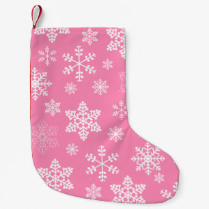 pink christmas snowflakes icy small christmas stocking