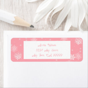 Pink Christmas Snowflakes Label