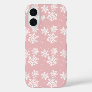 Pink Christmas Snowflakes Pattern iPhone 16 Case