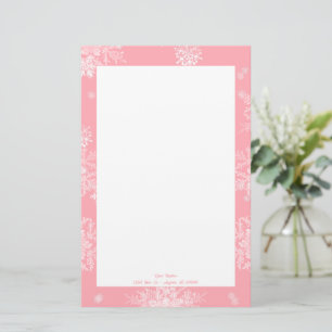 Pink Christmas Snowflakes Personalised Stationery