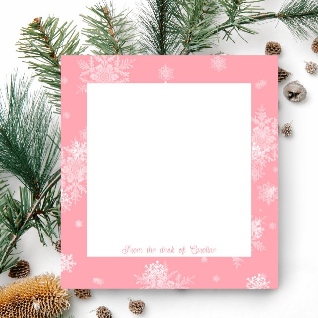 Pink Christmas Snowflakes Personalized Notepad (Pink Christmas Snowflakes Personalized Notepad)