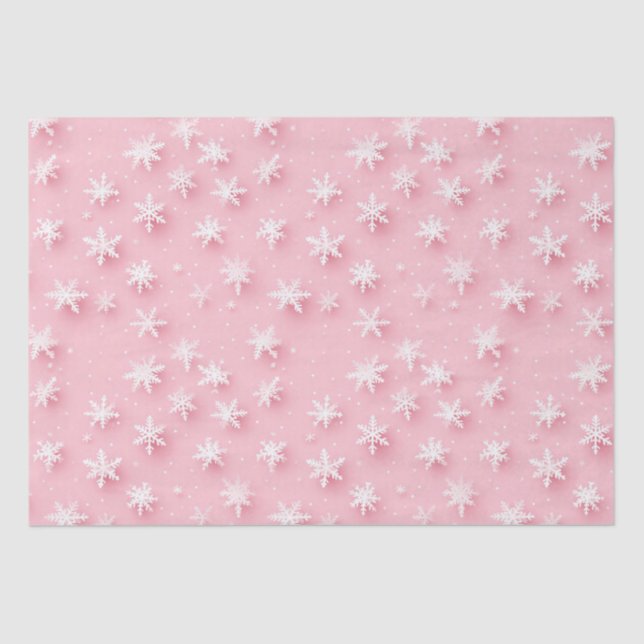 Pink christmas snowflakes tissue paper (Front)