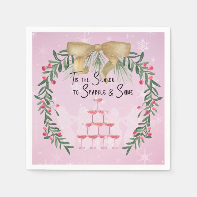 Pink Christmas Sparkle and Shine Napkin (Front)