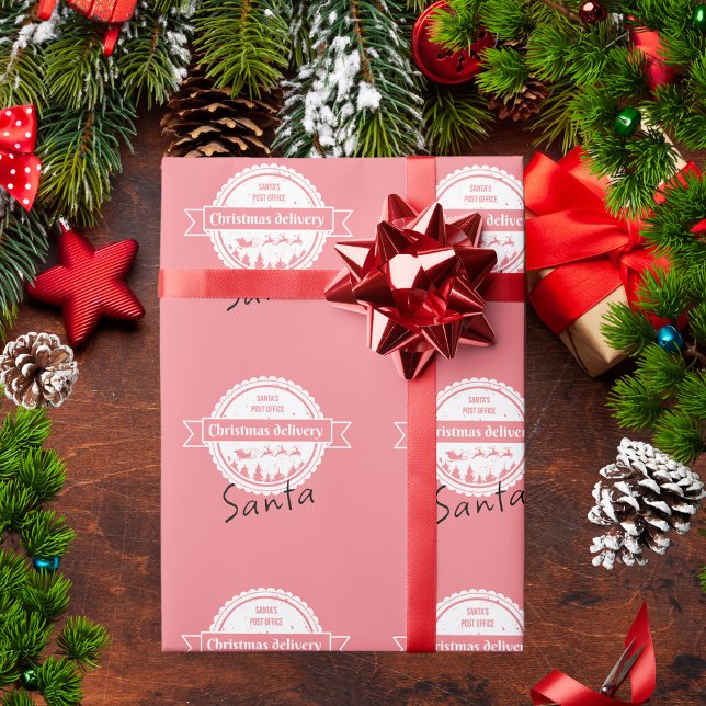 Pink Christmas Special Delivery From Santa  Wrapping Paper (Creator Uploaded)