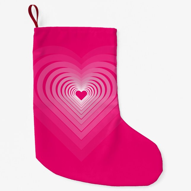 Pink Christmas Stocking with Hearts (Front)