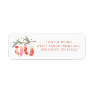 Pink Christmas Stockings Custom Return Address