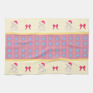 Pink Christmas Teddy Kitchen Towel