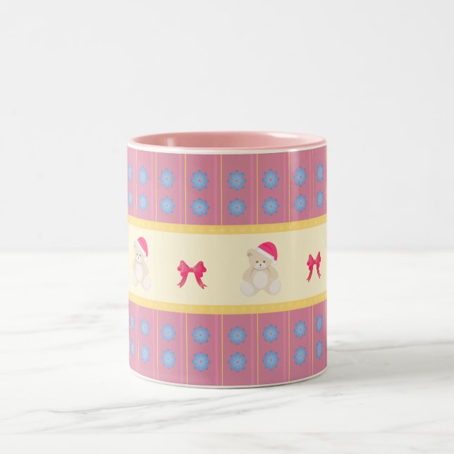 Pink Christmas Teddy Mug (Center)