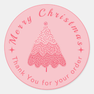 Pink Christmas Thank You Small Business Classic Round Sticker