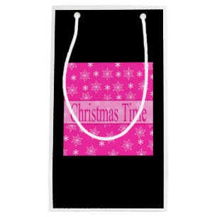 Pink Christmas Time snowflakes Small Gift Bag