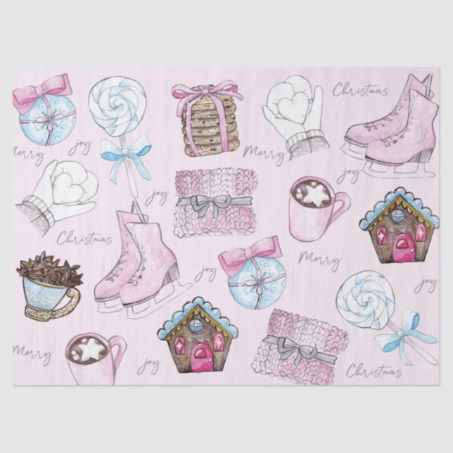 Pink Christmas Tissue Paper (Front)