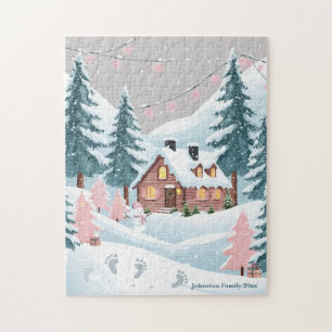 Pink Christmas Town Jigsaw Puzzle