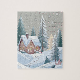 Pink Christmas Town Jigsaw Puzzle