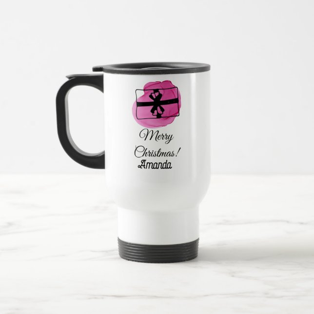 Pink christmas travel mug (Left)