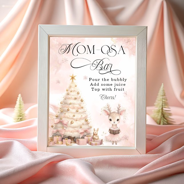 Pink Christmas Tree and Baby Deer Mum-osa Bar Poster (Creator Uploaded)