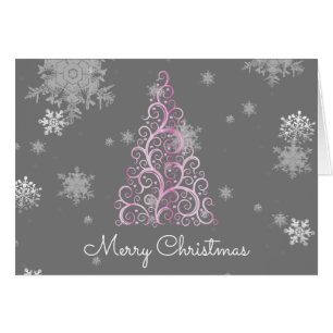 Pink Christmas Tree and Snowflakes