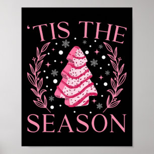 Pink Christmas Tree Cake Vintage Xmas Tis The Seas Poster