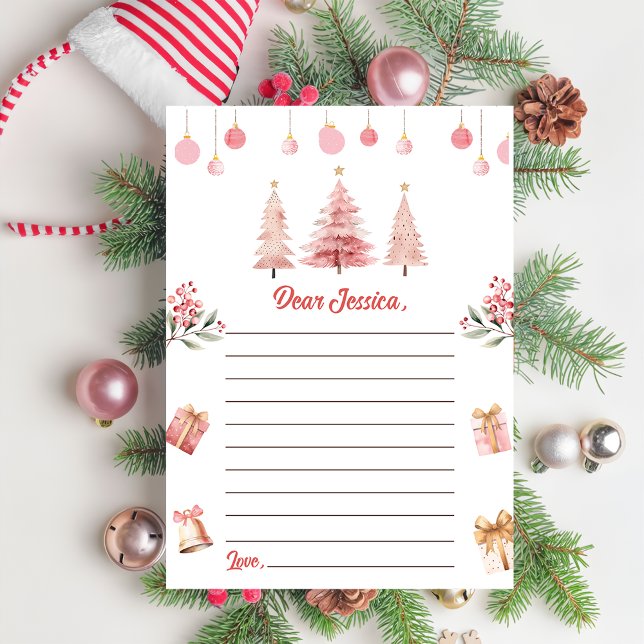 Pink Christmas Tree  Capsule Note Message Card (Creator Uploaded)