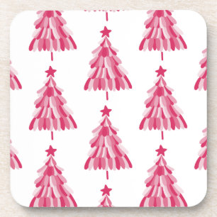 Pink Christmas Tree Coaster
