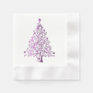 Pink Christmas Tree Cocktail Party Elegant Napkin