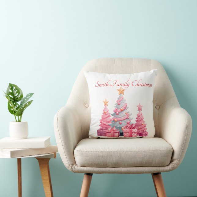 Pink Christmas Tree  Cushion (Chair)