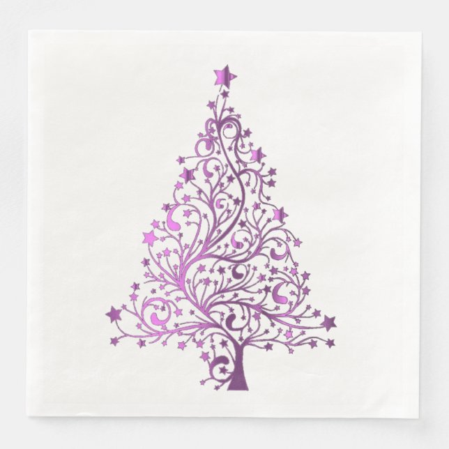 Pink Christmas Tree Dinner Party Elegant Napkin (Front)