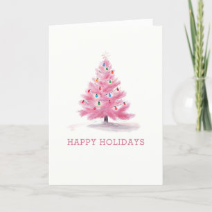 Pink Christmas Tree Fun Casual Holiday Card