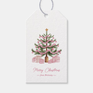 Pink Christmas Tree Gift Tag