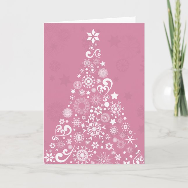 pink christmas tree holiday card (Front)