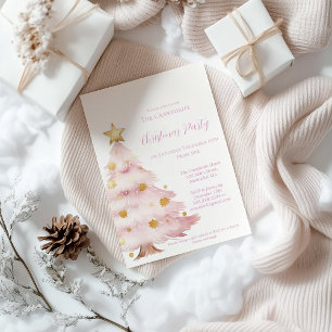 Pink Christmas Tree  Invitation