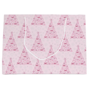 Pink Christmas Tree Large Gift Bag