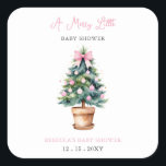 Pink Christmas Tree Merry Little Baby Shower Square Sticker<br><div class="desc">Celebrate the joy of a new arrival with our Pink Christmas Tree Merry Little Baby Girl Baby Shower stickers. Featuring a whimsical pink Christmas tree with pink bow and festive holiday elements, this adorable stickers is perfect for a seasonal baby shower. Customise with your details to create a charming and...</div>