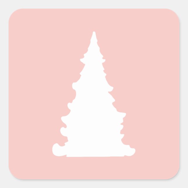 Pink Christmas tree minimalist silhouette Square Sticker (Front)