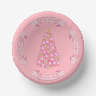 Pink Christmas Tree Paper Bowl Paper Plate