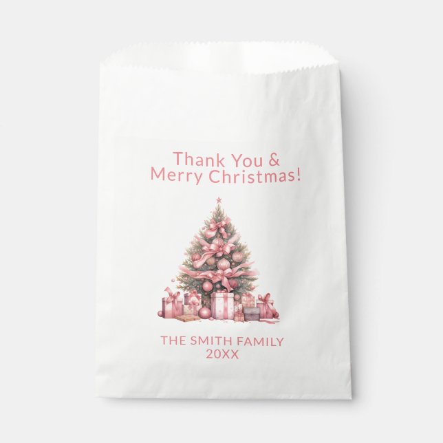 Pink Christmas Tree Party Favour Bags (Front)