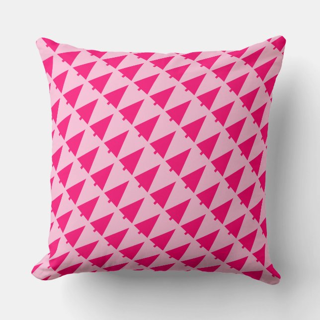 Pink Christmas Tree Pastel Pink Cushion (Front)