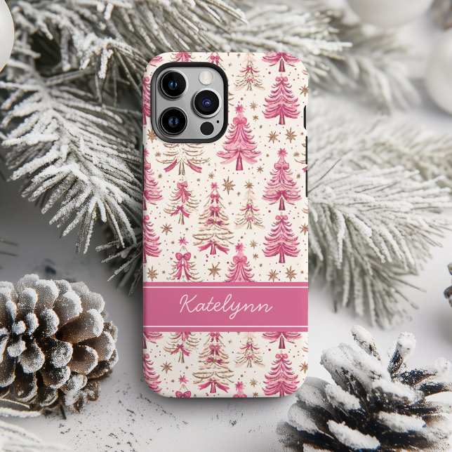 Pink Christmas Tree Phone Case | Personalised (Creator Uploaded)