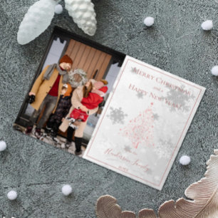 Pink Christmas Tree Photo Holiday Card