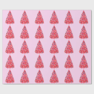 Pink Christmas Tree Pink Wrapping Paper